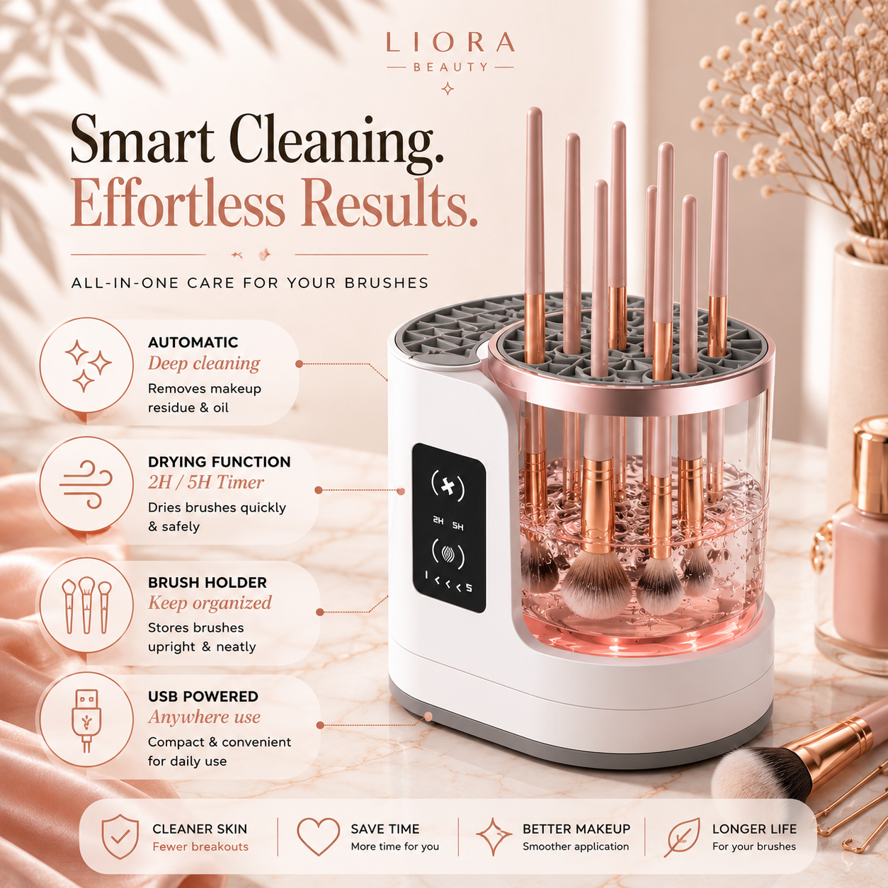 Liora Beauty™ 3-in-1 Makeup Brush Cleaner