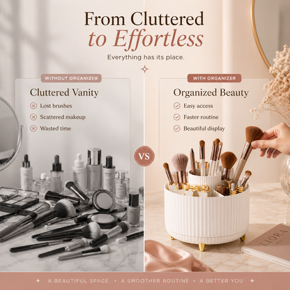 Liora Beauty™ Elegant 360° Rotating Makeup & Brush Organizer