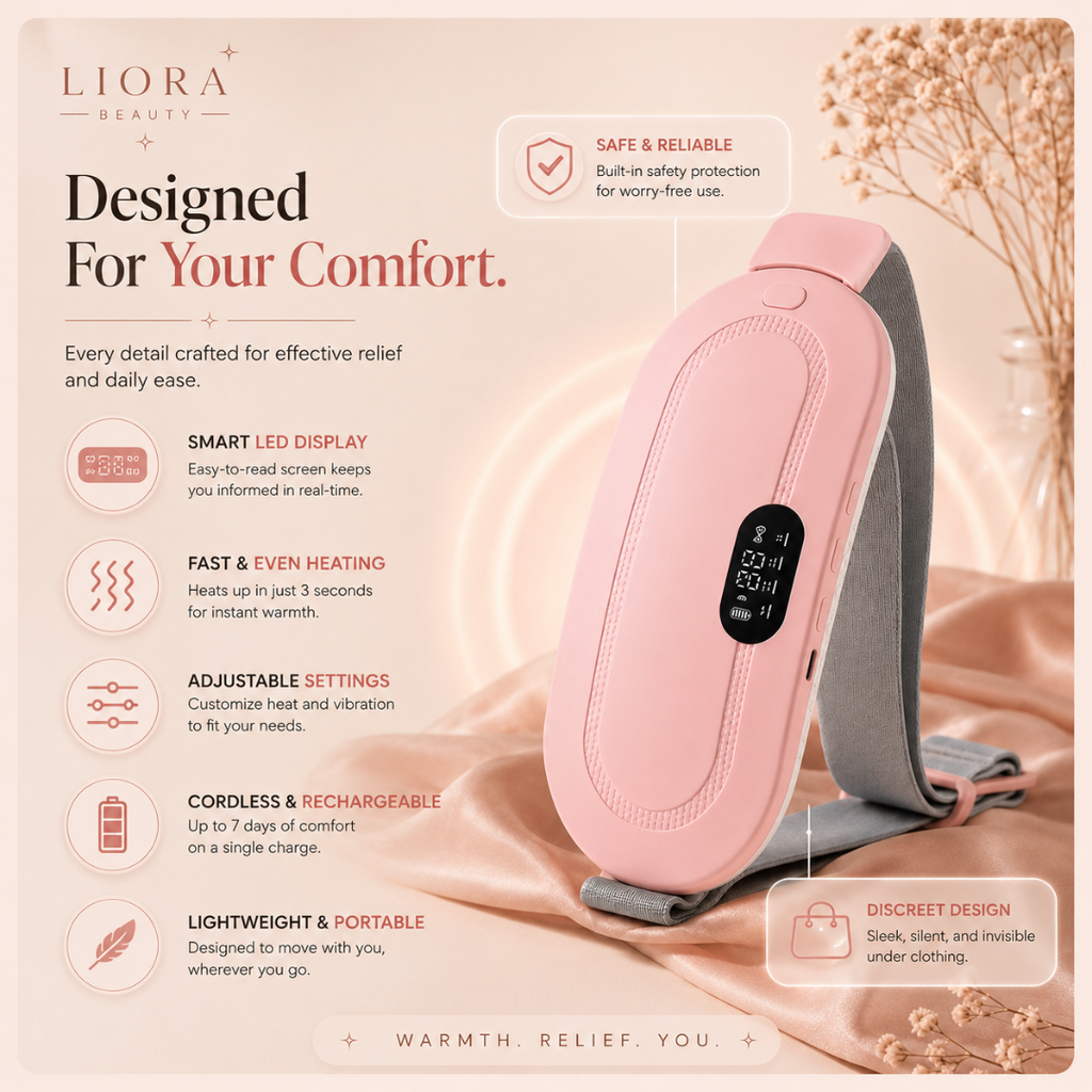 Liora Beauty™ Cordless Menstrual
Heating & Massage Belt - Portable Relief for Cramps & Back Pain