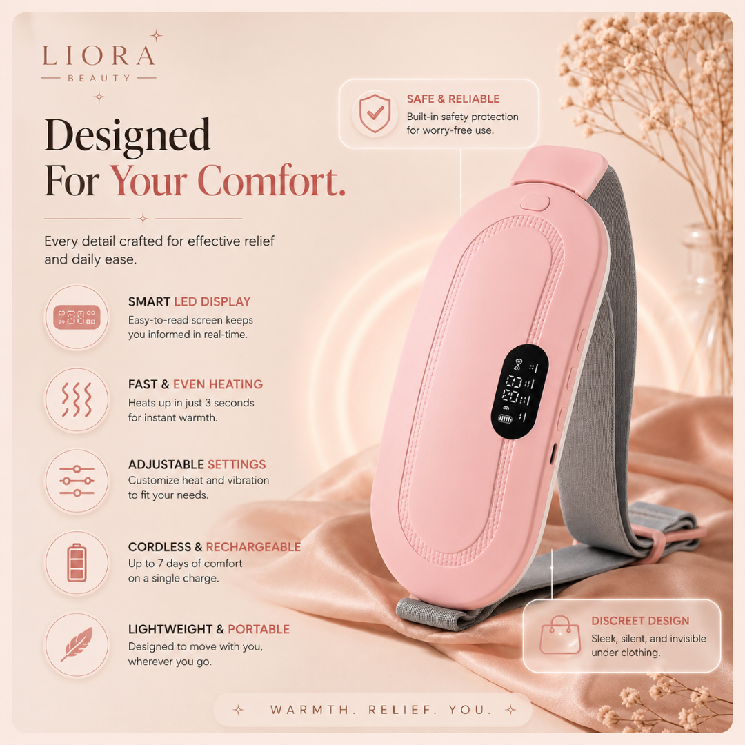 Liora Beauty™ Cordless Menstrual
Heating & Massage Belt - Portable Relief for Cramps & Back Pain