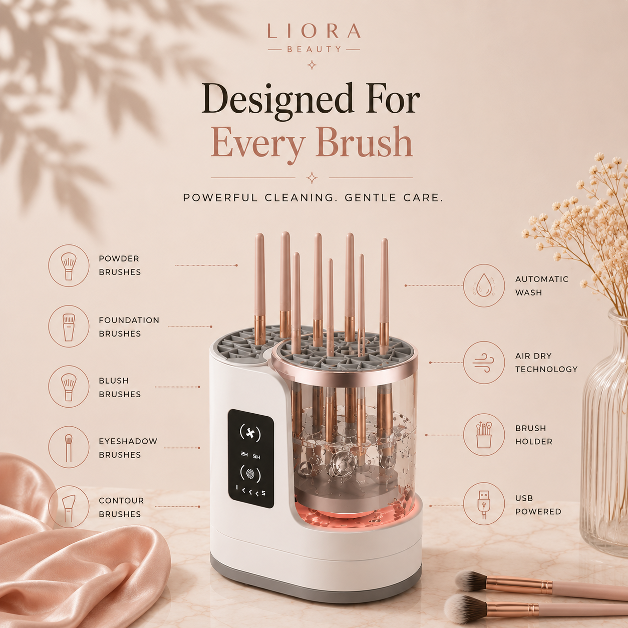 Liora Beauty™ 3-in-1 Makeup Brush Cleaner