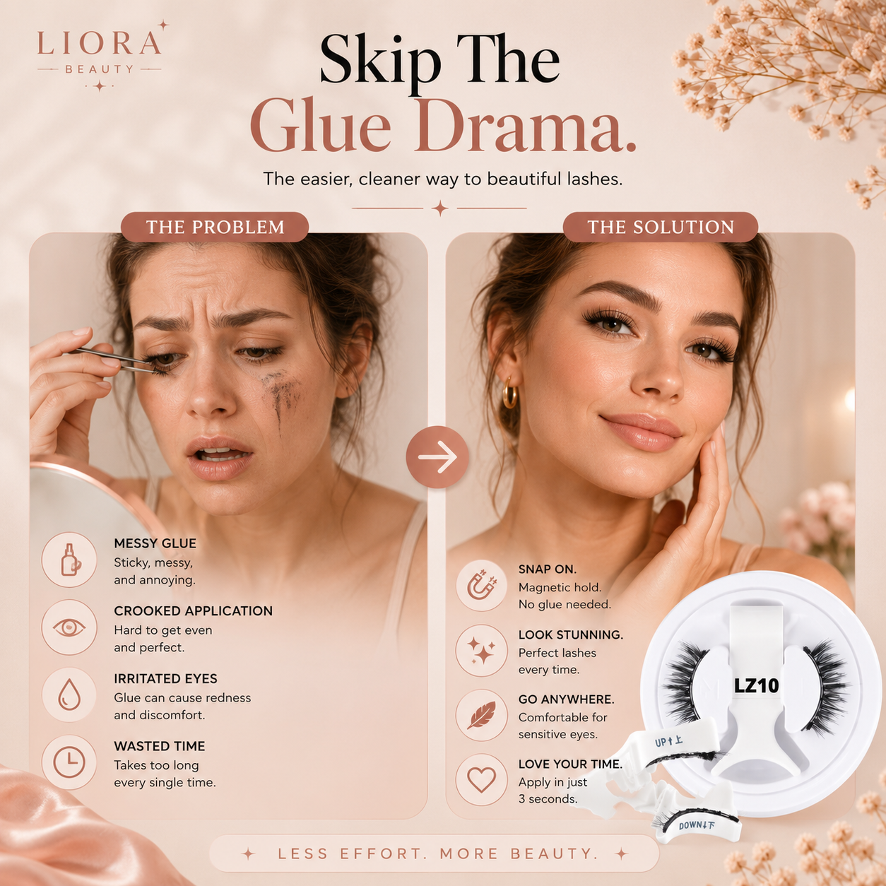 Liora Beauty™ Effortless Magnetic Lashes Kit | No-Glue Reusable Eyelashes