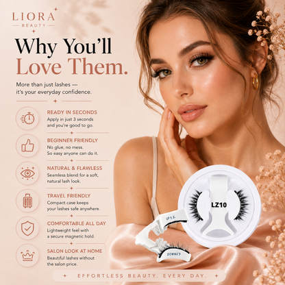 Liora Beauty™ Effortless Magnetic Lashes Kit | No-Glue Reusable Eyelashes