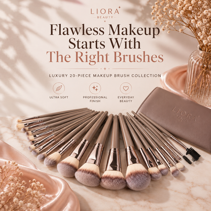 Liora Beauty™ The Flawless Finish 20-Piece Brush Collection & Pouch