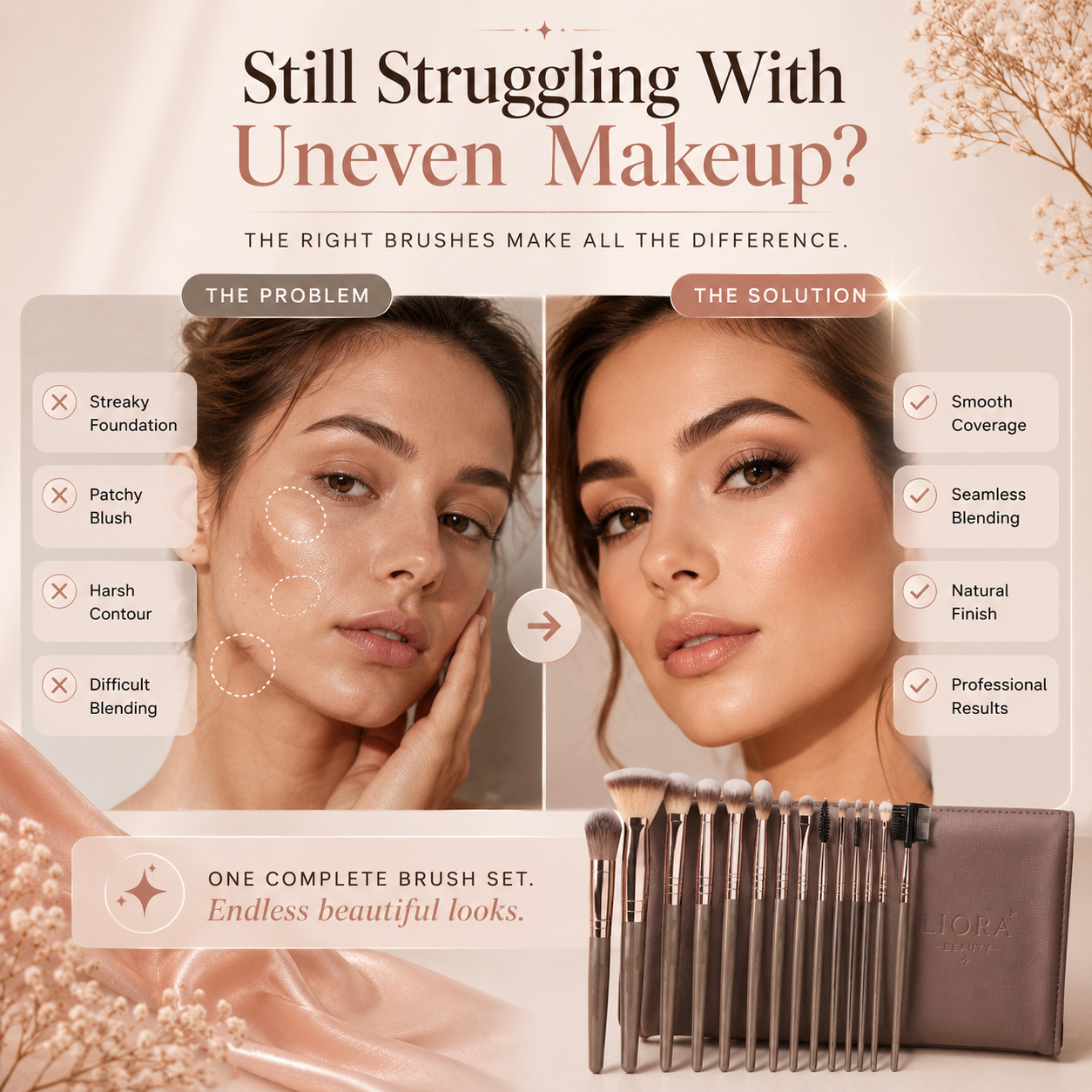 Liora Beauty™ The Flawless Finish 20-Piece Brush Collection & Pouch