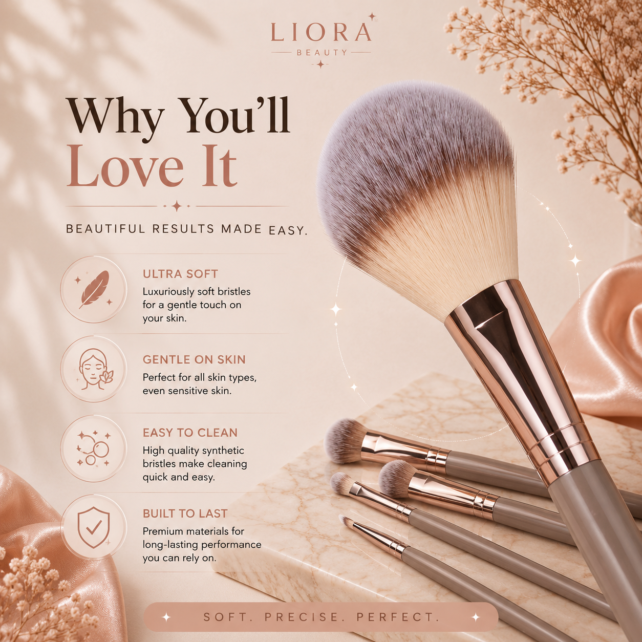 Liora Beauty™ The Flawless Finish 20-Piece Brush Collection & Pouch